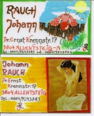 Visitenkarten von Johann Rauch